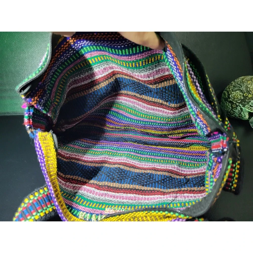 Riviera Maya Pinzon Hobo Shoulder Bag Bright Striped Woven Zipper Purse Beach